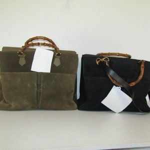 BLACK GUCCI SUEDE LEATHER DIANA BUSINESS CARRYALL